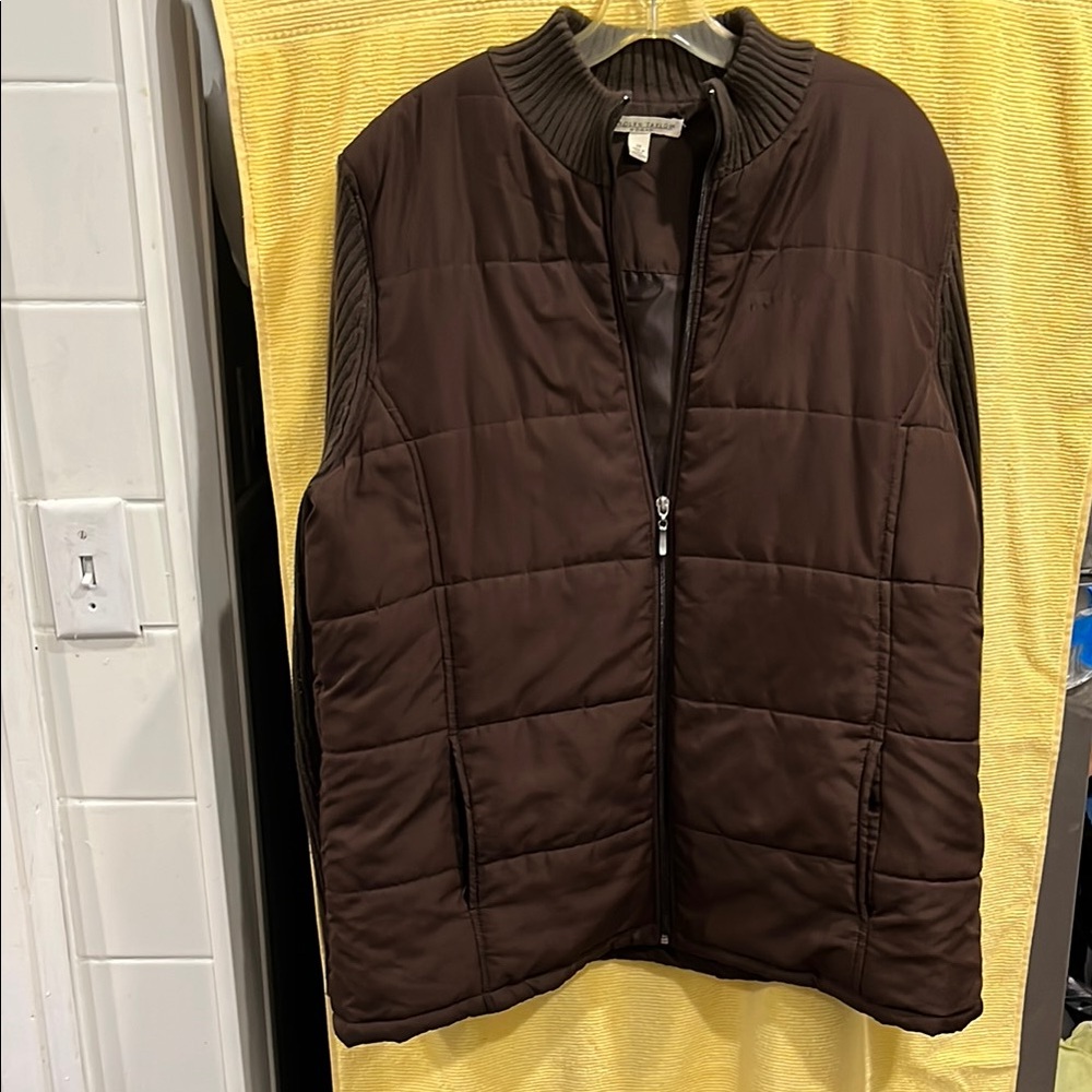 Woman brown quilted jacket with sweater slightly size 2X